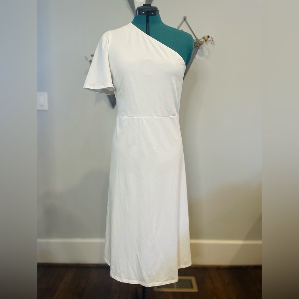 Who What Wear White One Shoulder A-Line Dress